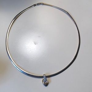 10 kt omega diamond pendant necklace